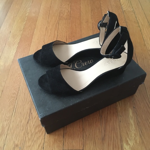 J.crew Laila Wedge Suede - black - size 6.5 - Picture 4 of 5